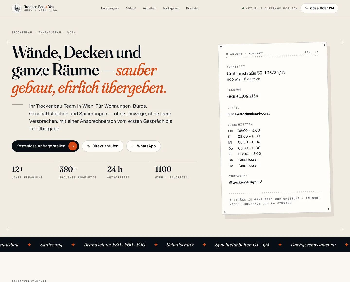 Website von Trocken Bau 4 You
