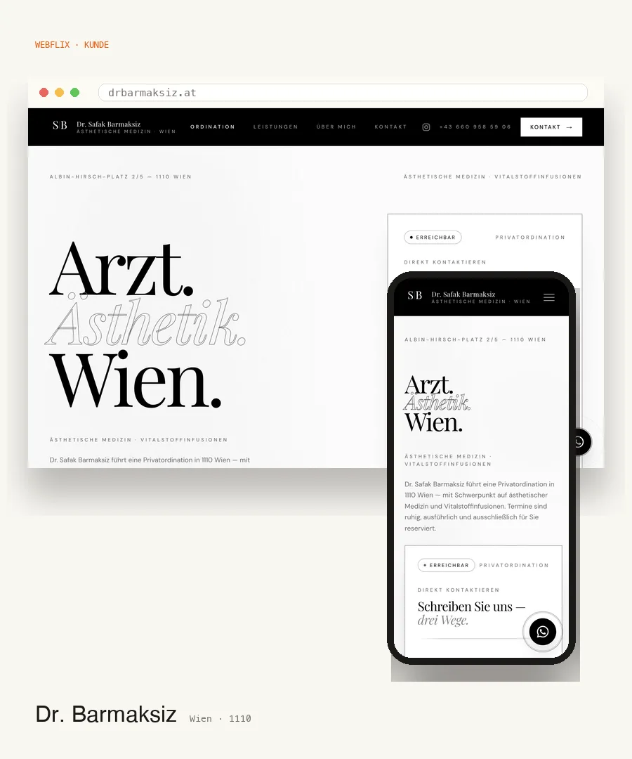 Dr. Safak Barmaksiz · Website-Vorschau Desktop und Mobile
