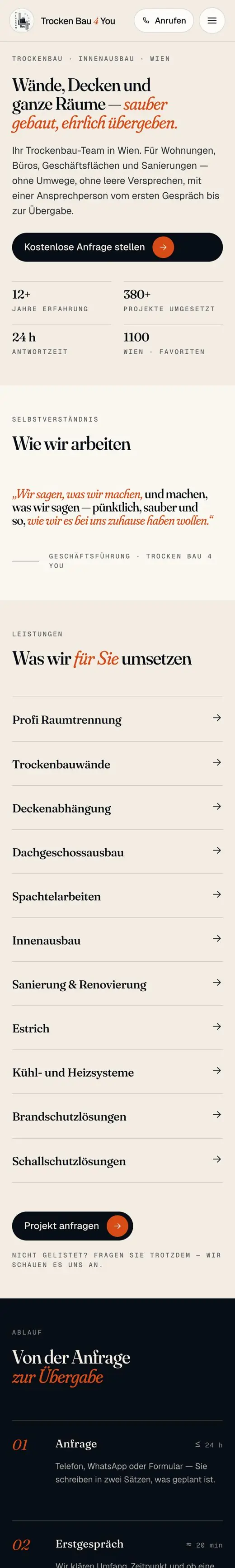 Trockenbau4you, Website von WEBFLIX